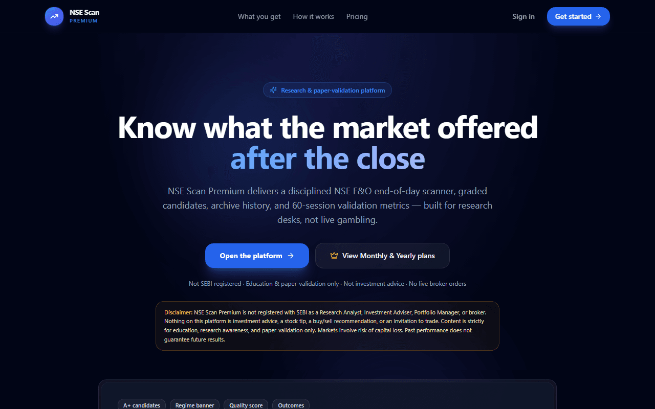 NSE Scan live website screenshot