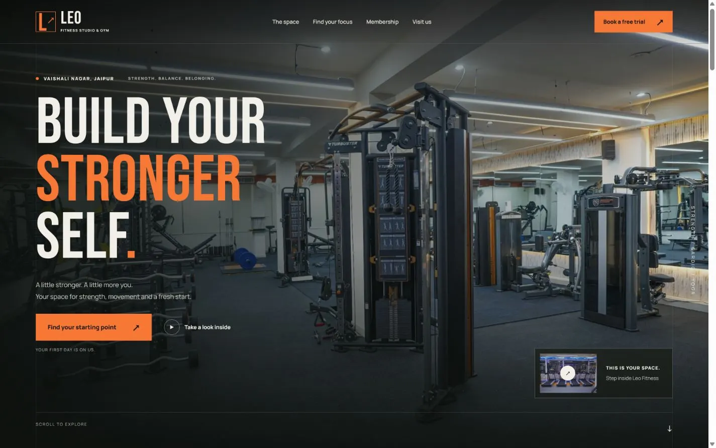 Leo Fitness Studio prototype desktop screenshot