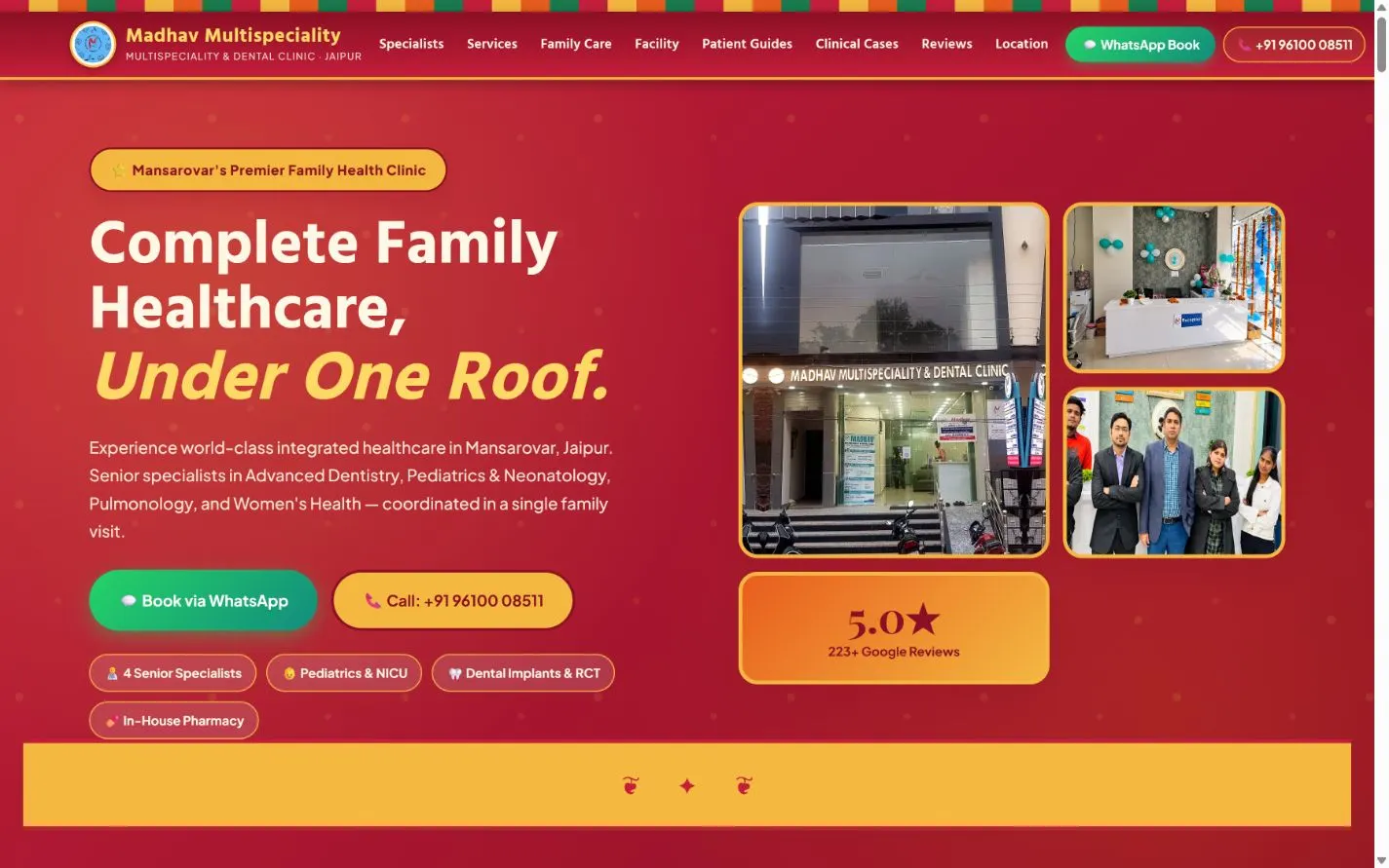 Madhav Dental prototype desktop screenshot